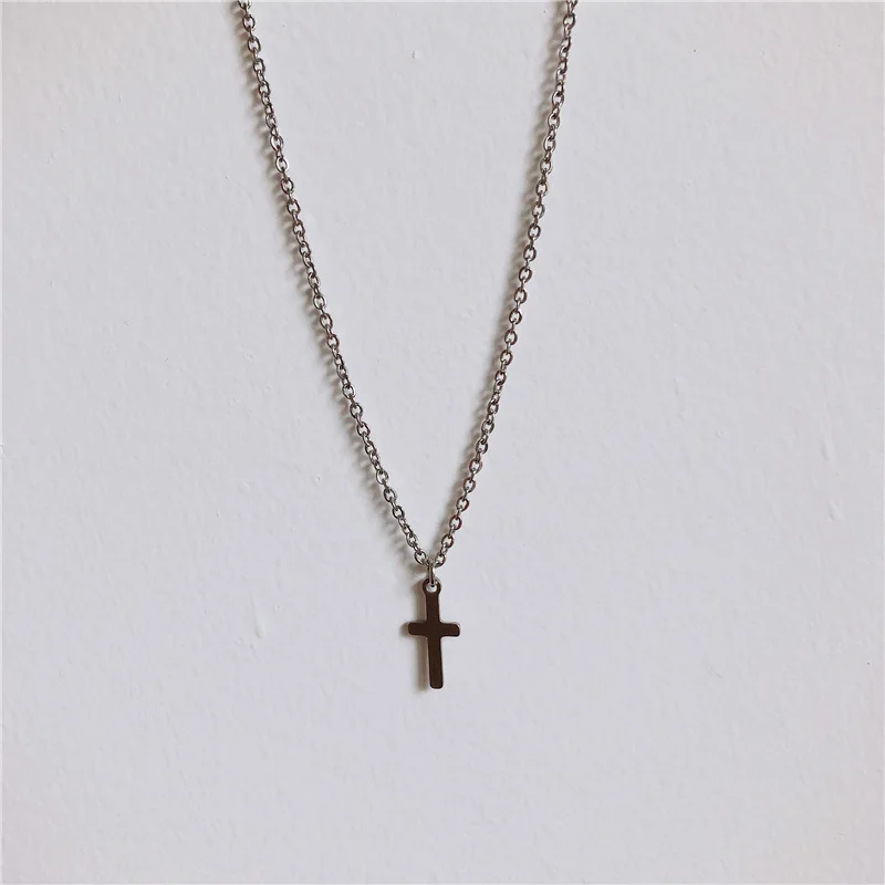 

Fashion Simple Mini Cross Pendant Necklace Stainless Steel Necklace Charm Elegant Women's Jewelry Valentine's Day Birthday Gift