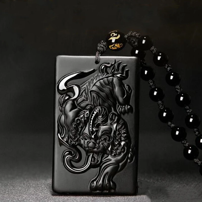 

Selling Obsidian Pendant Necklace fashionable jewelry to attract wealth and prevent evil spirits men's transit Necklace Pendant