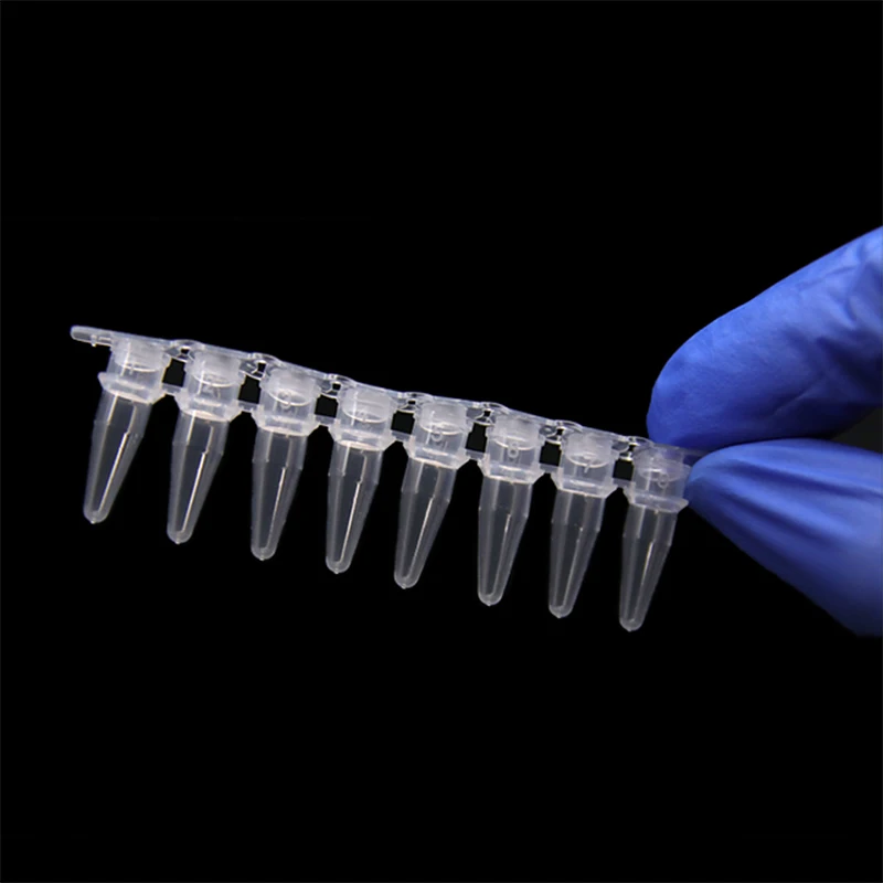0.1/0.2ml Pcr 8 Strips Tube Lab Fluorescence Quantitative PCR Tube Strip 200pcs PP Centrifuge With Cover Medical Supplies