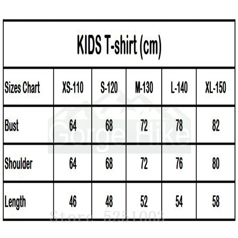 kids size chart