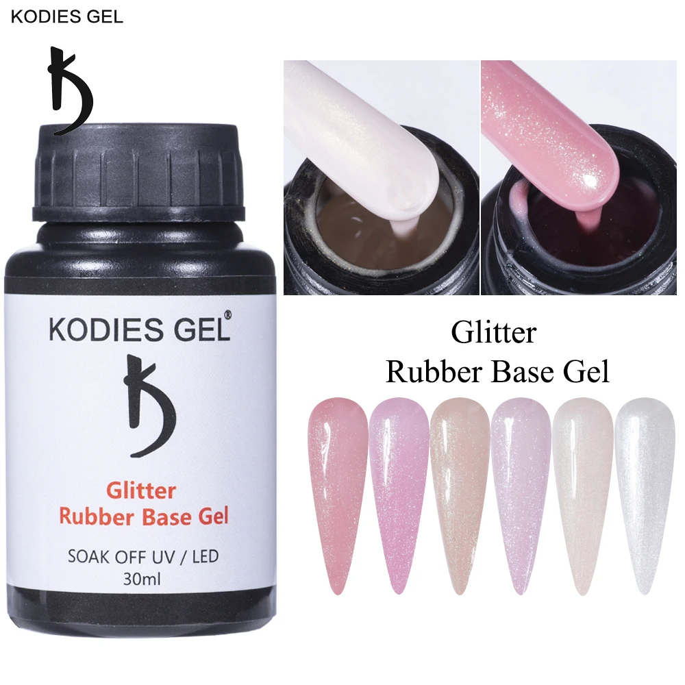 Kodies Gel 30ml Rubber Base Gel Nail Polish Uv Glitter Semi Permanent