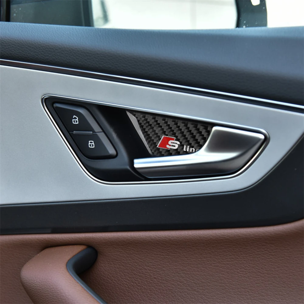 

Carbon Fiber Interior Decoration Inner Door Bowl Cover Frame Trim Stickers for AUDI Q7 SQ7 2016-2019 Car Accessories S Element