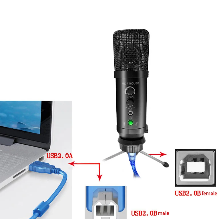 MK-F400 USB Microphone Set Adjustable Volume Noise