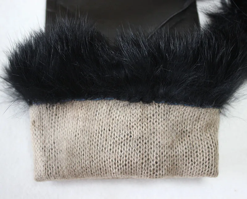 Женские кожаные перчатки новые высококачественные перчатки из козьей кожи с кроличьим мехом тонкие с кашемировой подкладкой