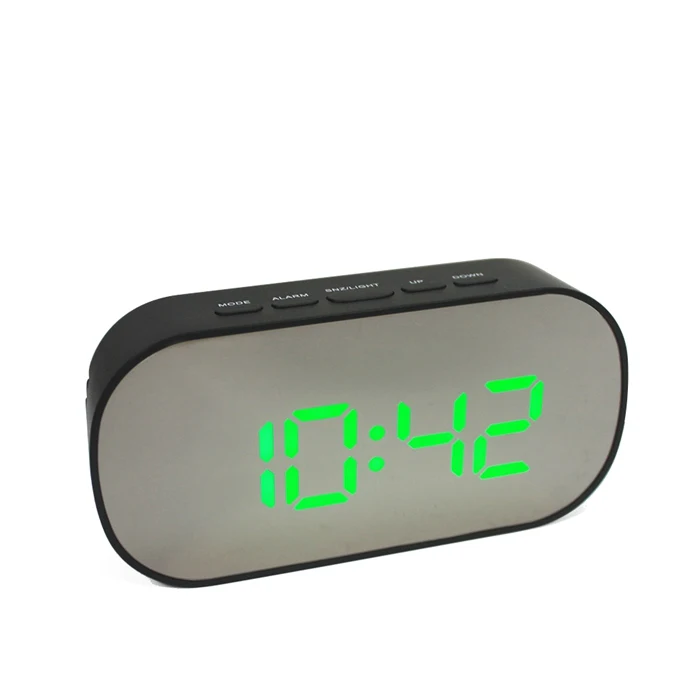 Зеркальный светодиодный Будильник цифровые часы Повтор ночные огни термометр электронный черный Despertador настольные часы домашний декор - Цвет: B-oval-green