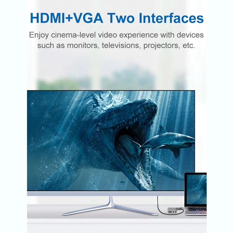 8-в-1 Тип C на HDMI VGA Hub сетевой карты расширения док-станция для кабель-Переходник USB C на HDMI кард-ридер