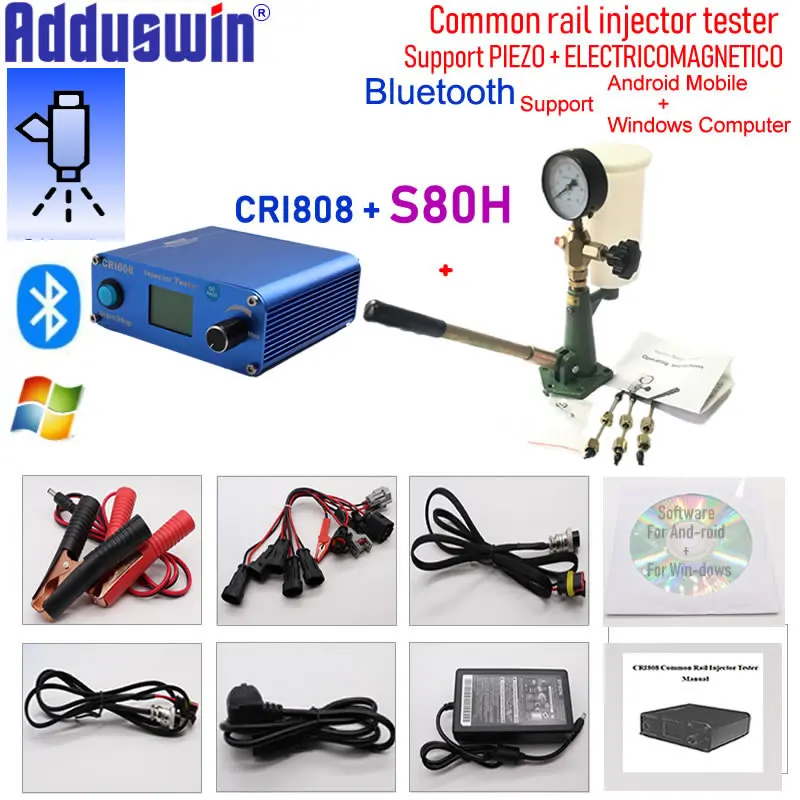

CRI808 diesel common rail injector tester plus S80H Metal Base Nozzle validator Nozzle Tester, Bluetooth Injector Repair Tools