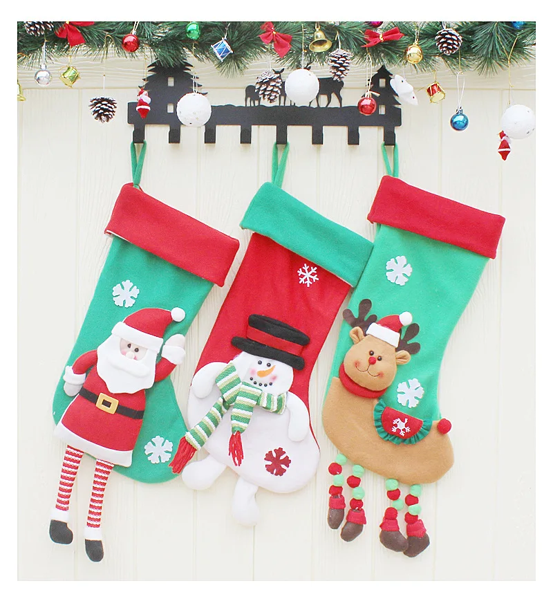 Новогодние украшения с дедом морозом Клаусом Висячие рождественские носки рождественские украшения конфетные сумки