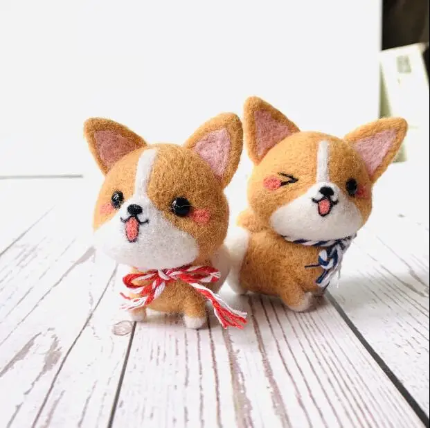 Corky Dog and Woodhound Dog Wool Felt wool needlepoint kit wool felt needle felting decoration craft needlecraft