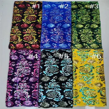 

Nigerian Lace Fabric 2019 High Quality Sequin Velvet Lace Fabric Royal Blue Embroidered Tulle African Velvet Lace Fabric 5 Yards