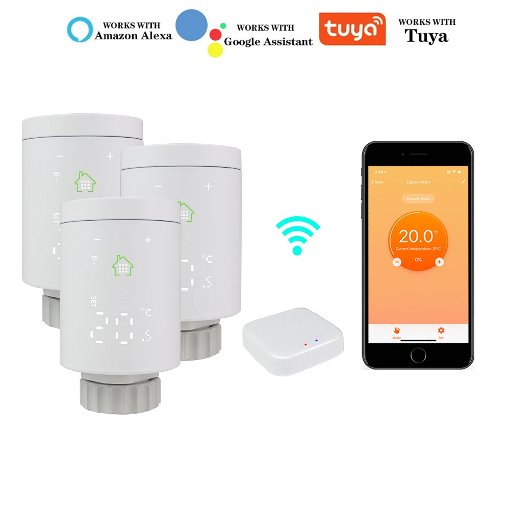Wifi Zigbee Smart Radiator Actuator Valve Thermostat Programmable Temperature Controller Voice Control Alexa Tuya IFTTT App