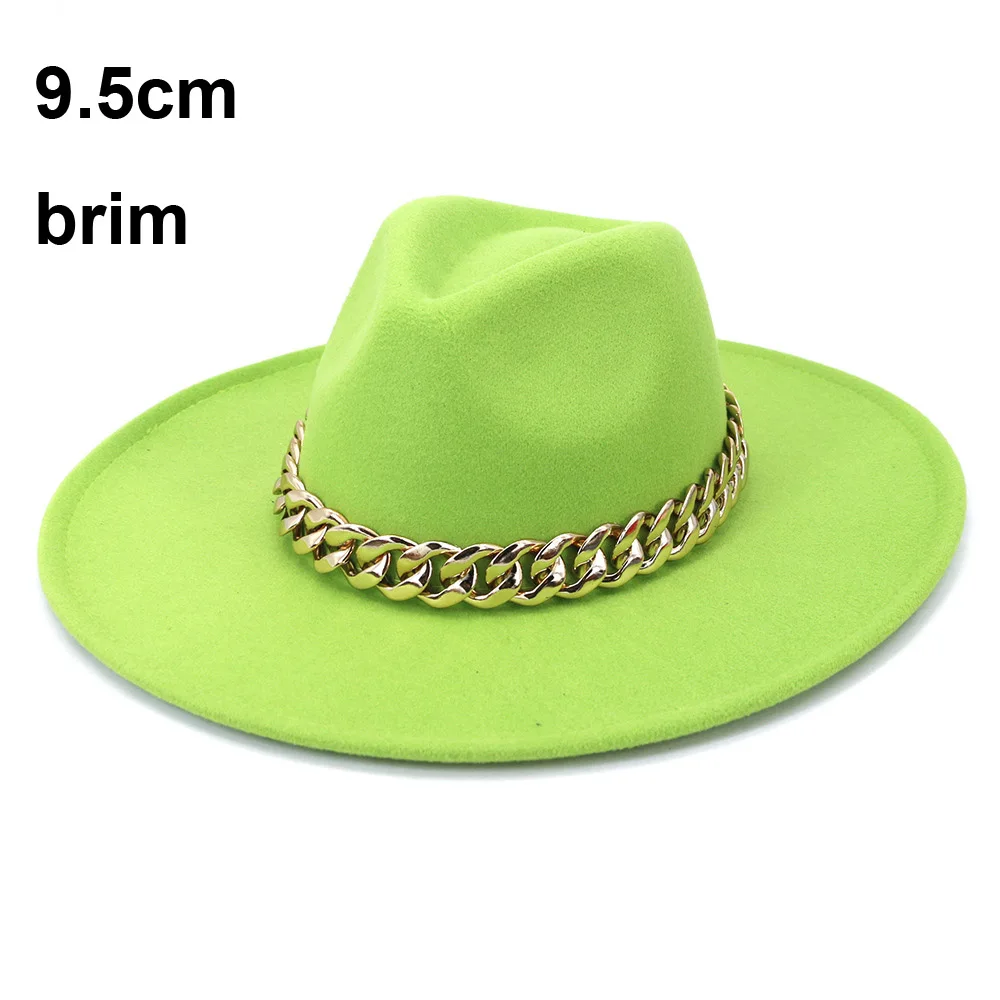 green fedora hat Europe and the United States Autumn and Winter New Big-brimmed Peach-heart Fashion Flat-brimmed Hat Ladies Woolen Jazz Hat straw fedora hat