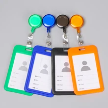 Без молнии дешевые банковские держатели кредитных карт автобус ID держатели удостоверения личности красный желтый синий значок с выдвижной катушкой