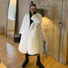 LANMREM, хлопок, женское длинное пальто, Корейская версия, свободное, тонкое, с хлопковой подкладкой, зимнее Стеганое пальто PB959