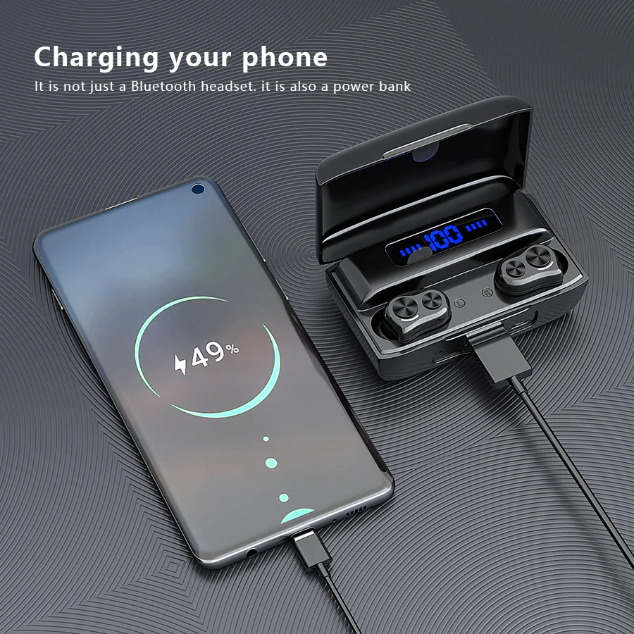 CBAOOO DT 05S Dual Drive Bluetooth Earphone V5 0 Bass Headphone Wireless Headset Noise Reduction Touch Control Earbuds 2500mah