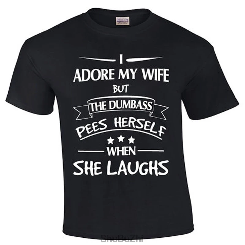 Новое поступление модная мужская футболка с надписью My Wife Pees self крутая хлопковая