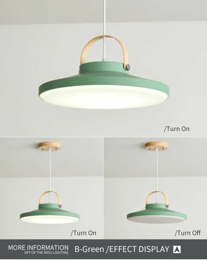 BOTIMI White Metal LED Pendant Lights For Dining Room Modern Indoor Wooden Kitchen Gray Hanging Lamp