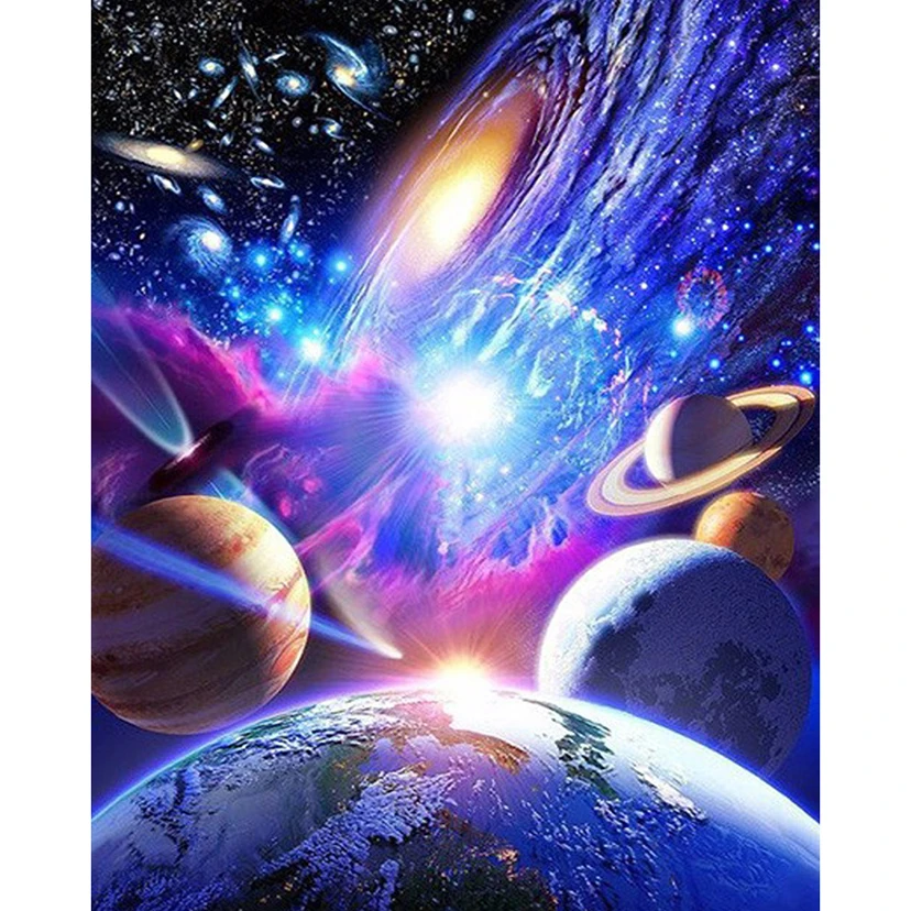 Алмазная вышивка хобби блестящая Вселенная и планета 5D &quotсделай сам&quot алмазная
