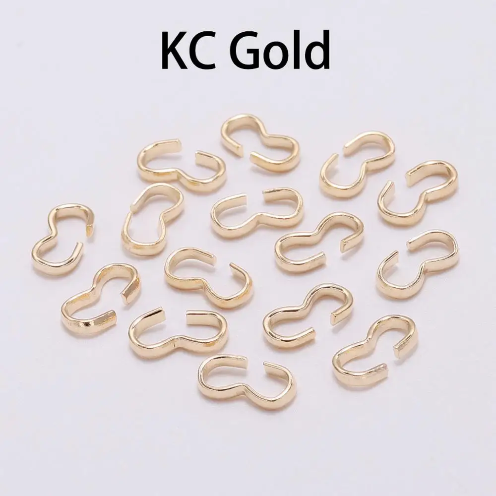100 шт./лот, золотые, серебряные соединители для изготовления ювелирных изделий, аксессуары, DIY, браслет, соединитель, подвески, соединитель, металлические принадлежности - Цвет: KC Gold