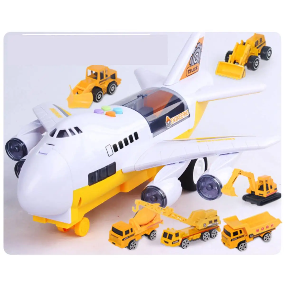 Yellow engineering Детский игрушечный набор самолетов, рождественский подарок, фигурки, музыкальная история, симулятор, трек, инерционный самолет, самолет, детский Авиалайнер, игрушечный автомобиль - Цвет: Yellow engineering