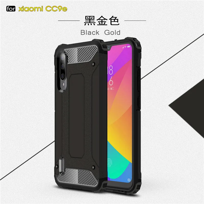 black Для Xiaomi mi CC9E/A3 двухслойный чехол Броня противоударный жесткий прочный Чехол для mi CC9/mi A3 Lite Гибридный ПК силиконовый чехол - Цвет: black