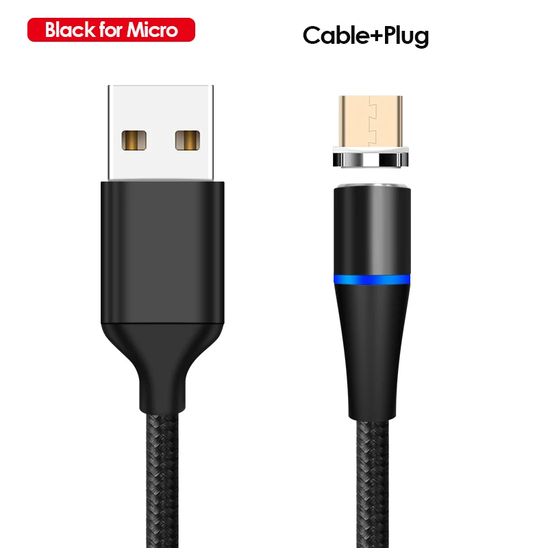 Магнитный usb-кабель 5A для быстрой зарядки, кабель USB type C, магнитный кабель Micro usb для зарядки и передачи данных для iPhone 11X7 samsung S10 S9 Xiaomi - Цвет: Black Micro Cable