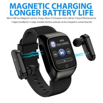 

2-In-1 Smart Watch TWS Earbuds Fitness Tracker True Wireless Bluetooth 5.0 Headphones Pedometer Tracker Monitor Smart Bracelet