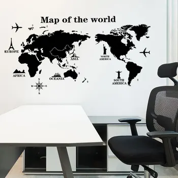 

Map of The World Wall Stickers DIY Vinyl Wall Decals for Kids Room Maps Wallpapers Home Decor Black World Maps Home Decoration