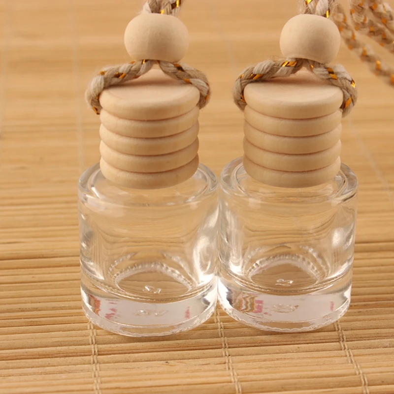10Pcs Car Hanging Glass Bottle Empty Perfume Aromatherapy Dispenser Refillable Essential Oils Diffuser Air Fresher Pendant