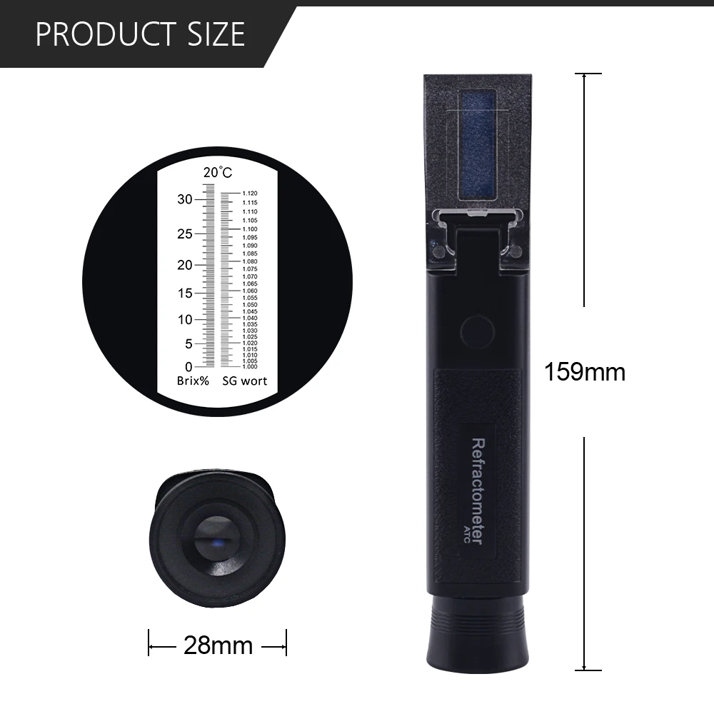 Ручной SG 1,000-1. 120 рефрактометр пива 0-32% по шкале Брикса эталонная температура 20C двойной шкала с коробкой для переноски