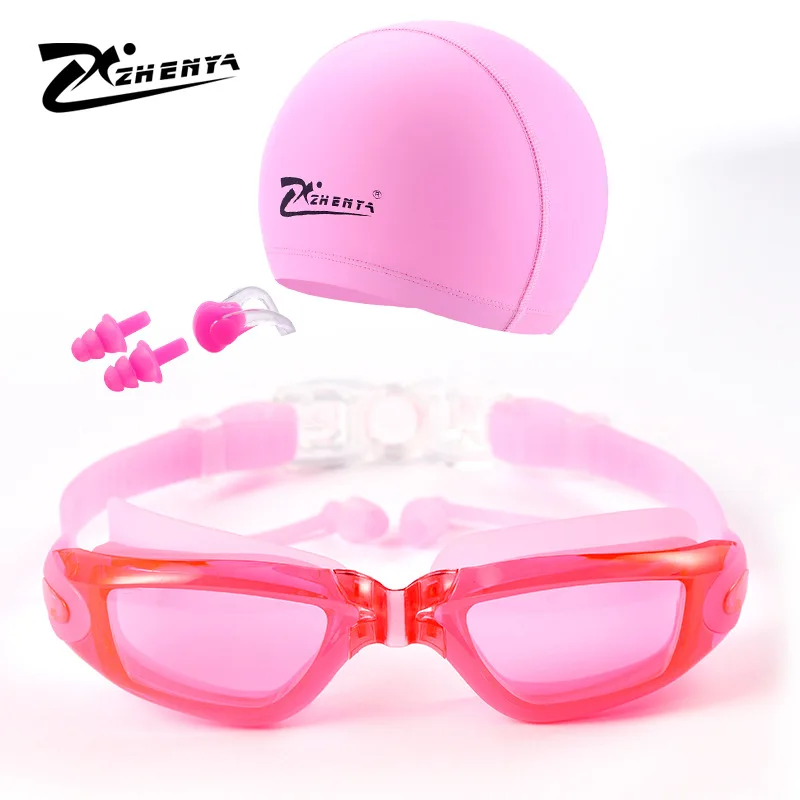 

CMH Goggles Men Anti-fog Big Box Electroplated Diving Glasses Women's Myopia Adult with Earplug Swimming Goggles Waterproof