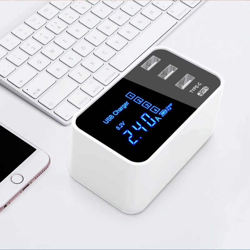 Быстрая зарядка 2,0 Smart type C USB зарядное устройство концентратор настенное зарядное устройство светодиодный дисплей Быстрая зарядка для мобильных телефонов для Iphone samsung USB адаптер