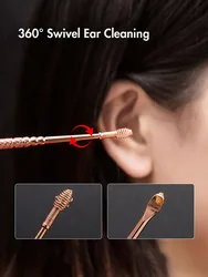 Rose gold stainless steel spiral earpick ear scoop earwax digging tool home double head stud Ear cleaning tool