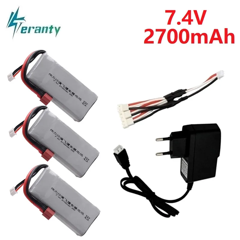 Обновленная батарея 2700mah для Wltoys 12428 12423 RC четырехколесный RC автомобиль 7,4 v Lipo батарея для Feiyue 03 Q39 RC запчасти зарядное устройство