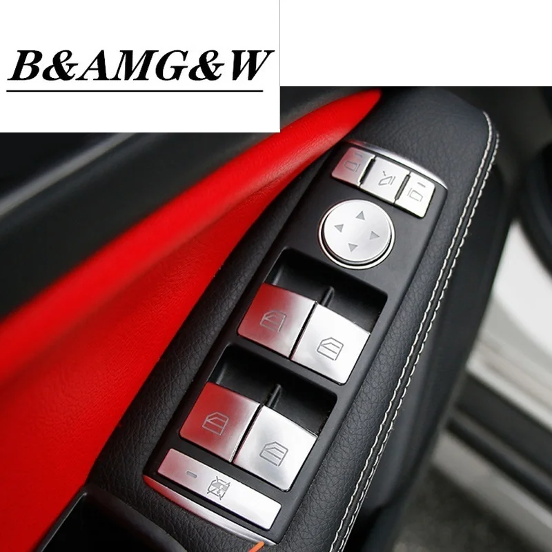 

Car Styling For Mercedes Benz C E Class W204 W212 Auto Window Lifter Control Frame Switch Decor Armrest Panel Trim Sticker Cover
