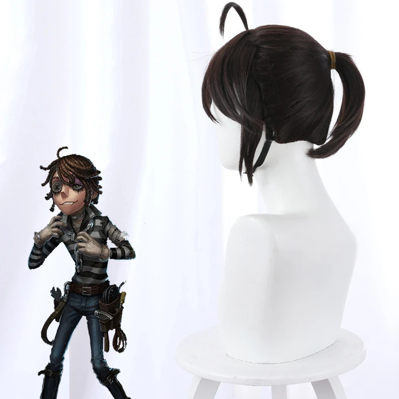 Ktip Up Identity V Wig Cosplay Costume Brown Short Ponytail Synthetic Hair Wigs For Halloween Party Carnival Role Play -Zentai shop online H1bd1eed3ed574fd199e9e787bdd712eco.jpg