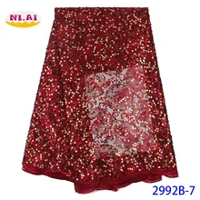 NIAI африканская кружевная ткань с блестками высокое качество кружевная французская кружевная ткань с вышивкой нигерийские кружевные ткани для платья XY2992B-7