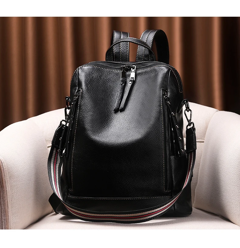 YILUNXI женские новые стильные черные повседневные сумки через плечо, женские рюкзаки из натуральной кожи, женские многофункциональные сумки из воловьей кожи