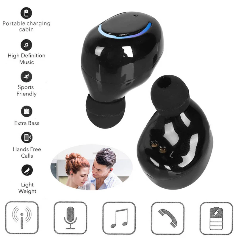 Наушники-вкладыши для Bluetooth V4.2 EDR, устойчивые к поту мини Двойные Hands-Free наушники беспроводные TWS Спортивная гарнитура аксессуары