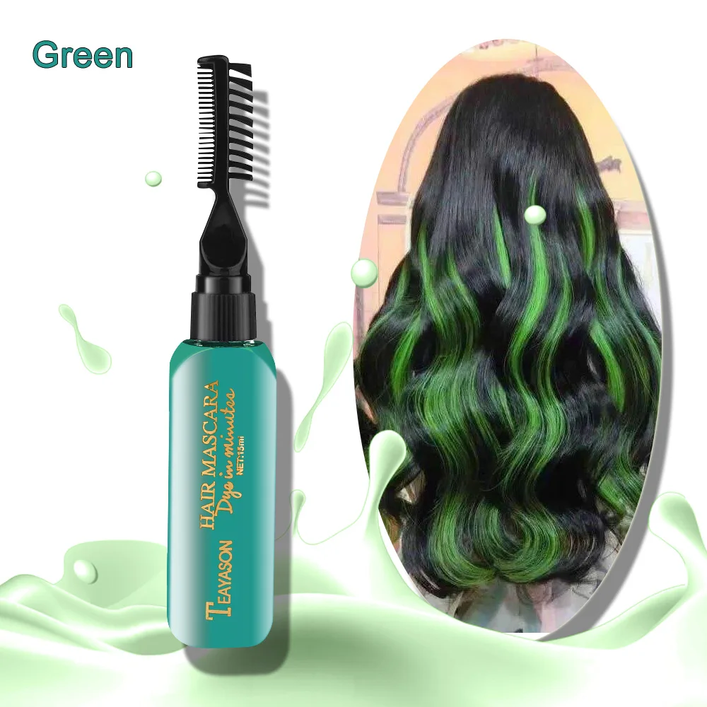 green Временная Краска для волос, крем, черный, коричневый, долговечный, быстрый, мягкий, одноразовый цвет для волос, ручка для белых волос, покрытие для волос, сделай сам, Стайлинг, макияж - Цвет: green