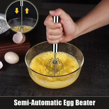 

New Semi-Automatic Egg Beater Stainless Steel Cream Egg Stirrer Blender Egg Tools Kitchen Baking Tools Kitchen Accessories