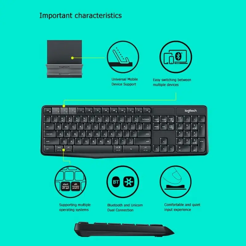 Беспроводная клавиатура Logitech K375S 104 клавиши Bluetooth 2 4 ГГц USB с подставкой