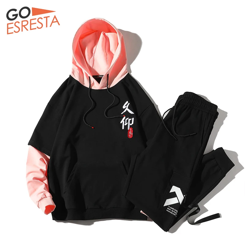 

GOESRESTA 2020 New Men's Long-sleeved Suit 2 Pieces Casual Large Size Sports Wild Cotton Street Sports Long-sleeved Suit Men