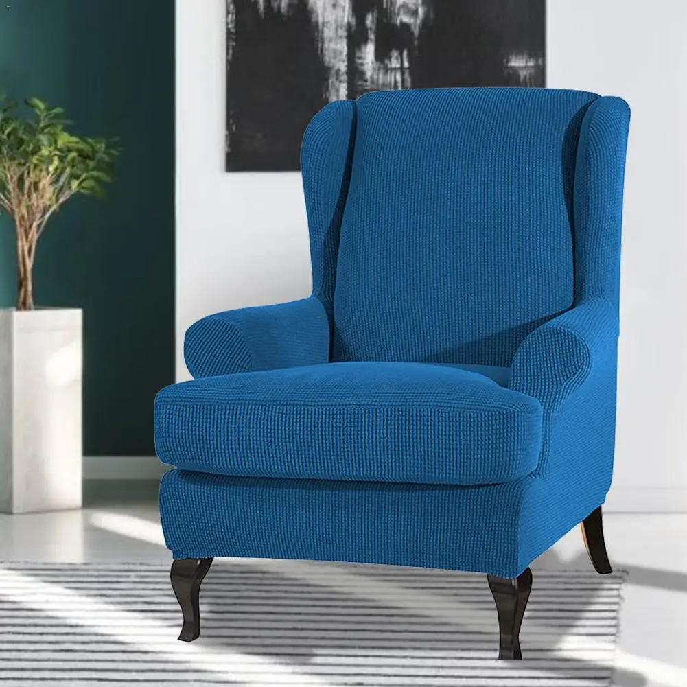 Waterproof Sloping Arm King Back Chair Cover Elastic Armchair Wingback Wing Sofa Back Chair Cover Stretch Protector SlipCover