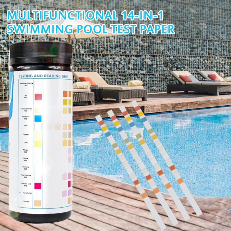 Juego de prueba de agua potable 14 en 1 para piscina, 50 uds., PH de cloro Residual, dureza de alcalinidad, prueba de calidad del agua