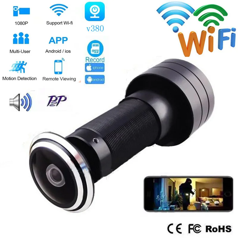 Дверной глазок V380 Security 1080P HD 1 78 мм объектив широкоугольный Рыбий глаз CCTV сетевой