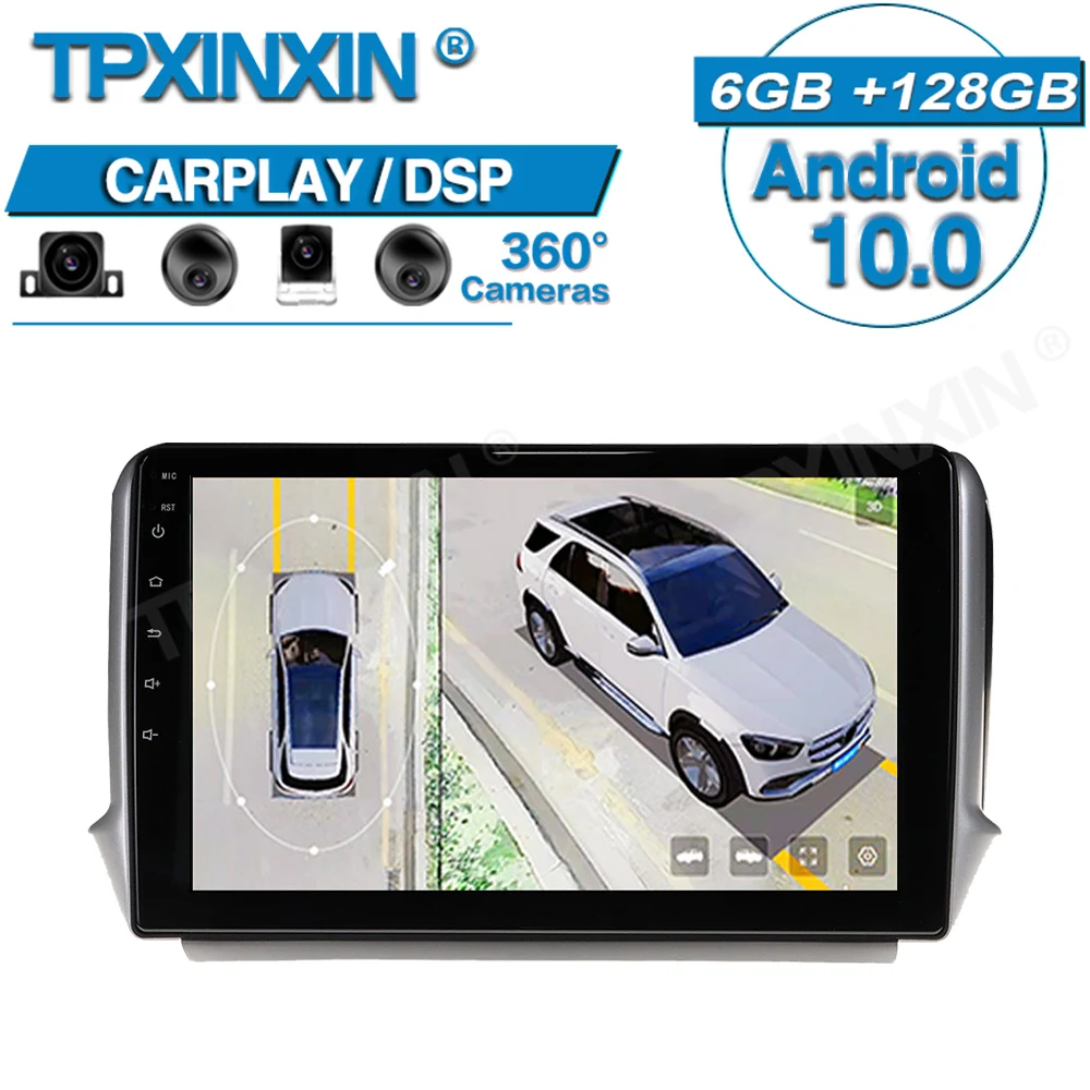 Android10 Per Peugeot 2008 208 2011 Autoradio 360 Hd Auto Surround View Camera Car Multimedia Player Radio Stereo Navigazione Gps