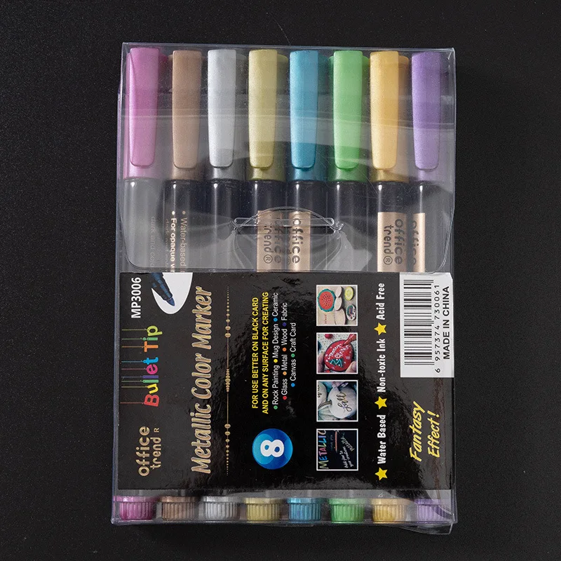 STA Drawing Painting Marker Pen DIY Metallic Color Pens For Black Paper  Marker Pen 6/10 Colors Hard/Soft Head Stationery Escolar - AliExpress