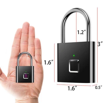 

Luggage Lock Keyless Padlock Rechargeable Portable Anti Theft Biometric