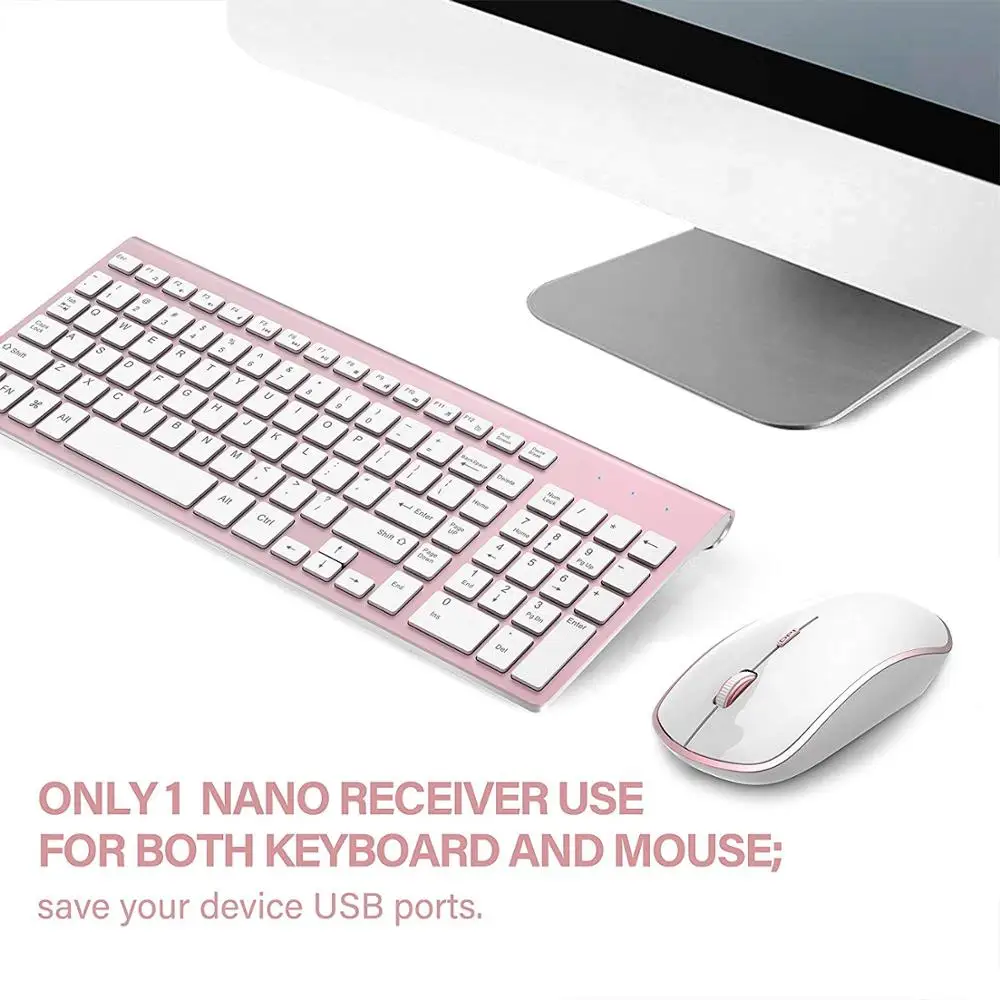 Teclado sem Fio e Mouse Conjunto de Economia de Energia Compatível sem Fio Ultra Ergonômico Silencioso Teclado Mouse Multi-sistema Escritório Terno - Imagem 6